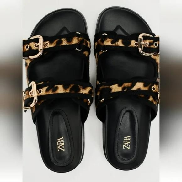 ZARA ANIMAL EMBOSSED LEATHER SLIDES - Picture 6 of 6